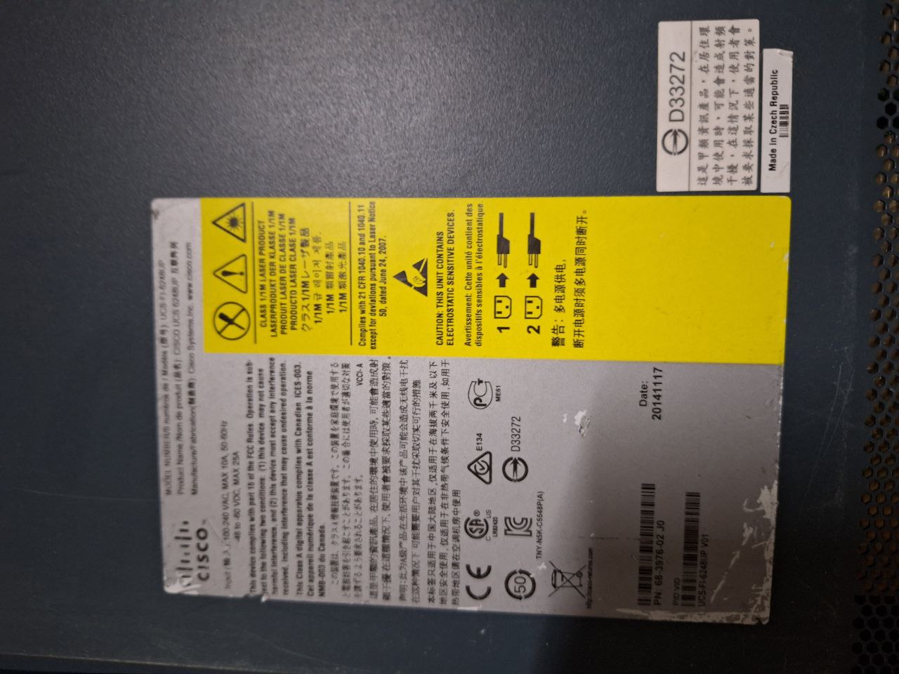 Коммутатор Cisco . модель UCS-FI-6248UP. SN: 68-3976-02JO 1шт.. 68-3976-02LO 5шт. корпус металический. с элементами потертости. царапинами. производство ну . Имущество подлежит реализации в качестве запасных частей в неразобранном виде