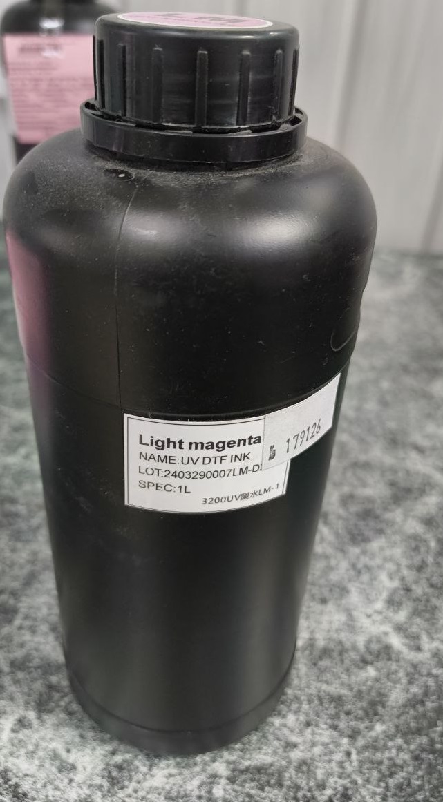 Чернила для принтера UV DTF INK Light magenta объем 1 л.. артикул 2403290007LM-D24. изготовитель TAOTECH DIGITAL TECHNOLOGY CO.. LTD.. состав неизвестен. страна производства неизвестна. срок годности неизвестен
