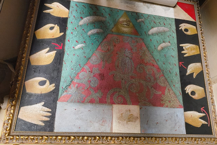 Живописное полотно в раме. Автор А.Герасимов